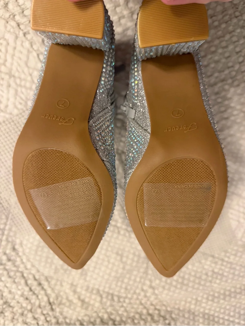 Forever size 7 Silver Crystal Embellished Ankle Booties